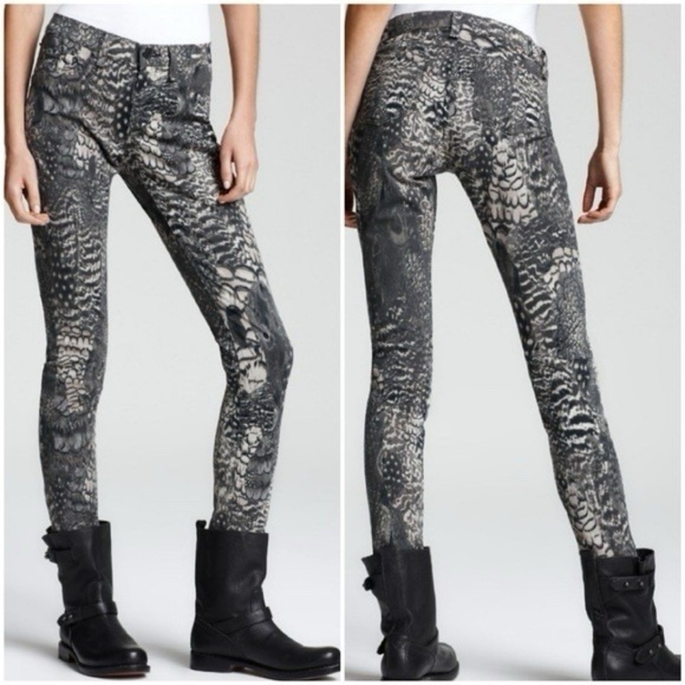 Rag & Bone Green Feather Print Jeggings Size 29 Women's Unique